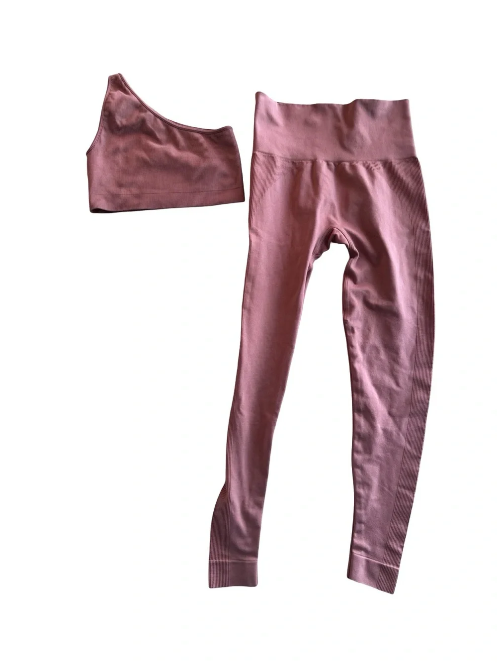 SET Active One-Shoulder Sports Bra & High-Waist Leggings - Dusty Rose